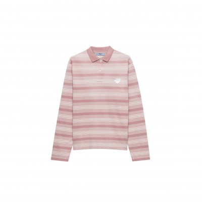 PRADA STRIPED KNIT POLO SHIRT 